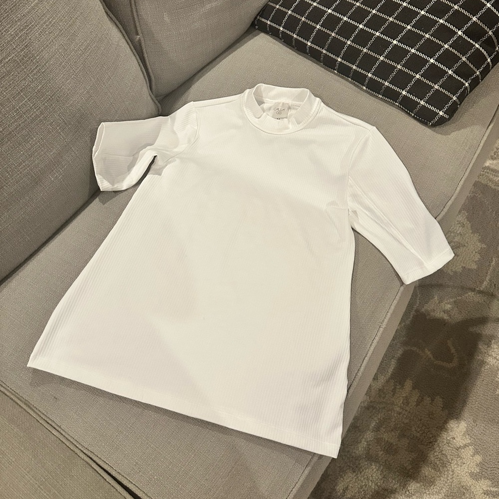 Calia golf mock neck ribbed shirt